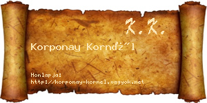 Korponay Kornél névjegykártya