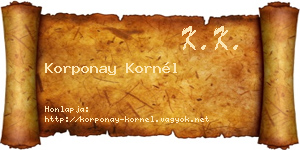 Korponay Kornél névjegykártya